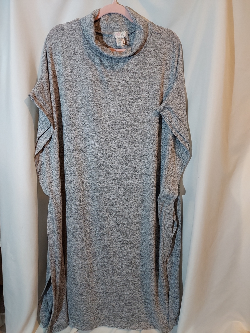 Free People All Day Cowl Neck Poncho Sweater - Marled Heather Gray